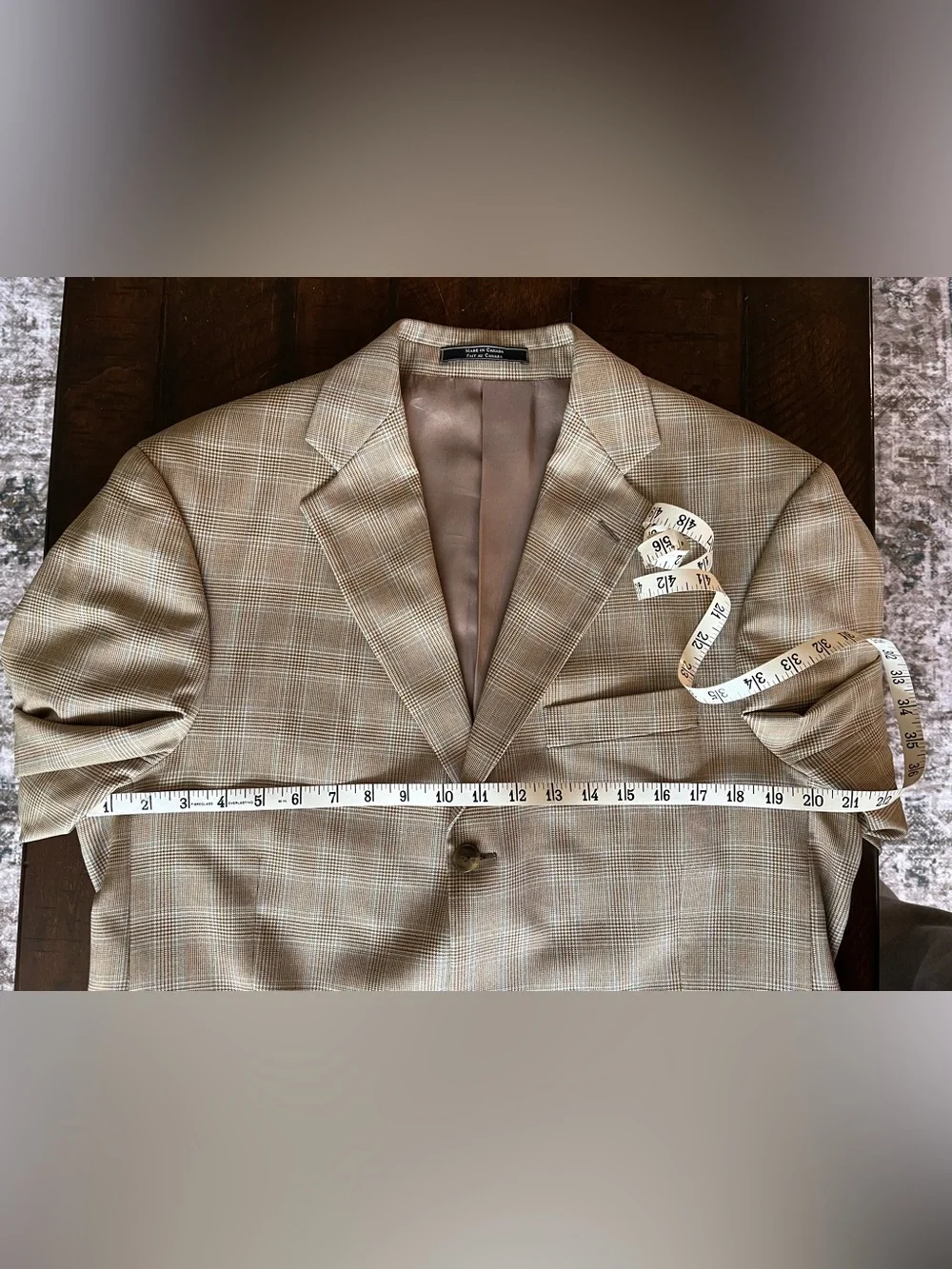 Arnold Brant Glen Plaid Sport Coat Blazer 42L Tall Made in 🇨🇦 Brown Tan Vintage